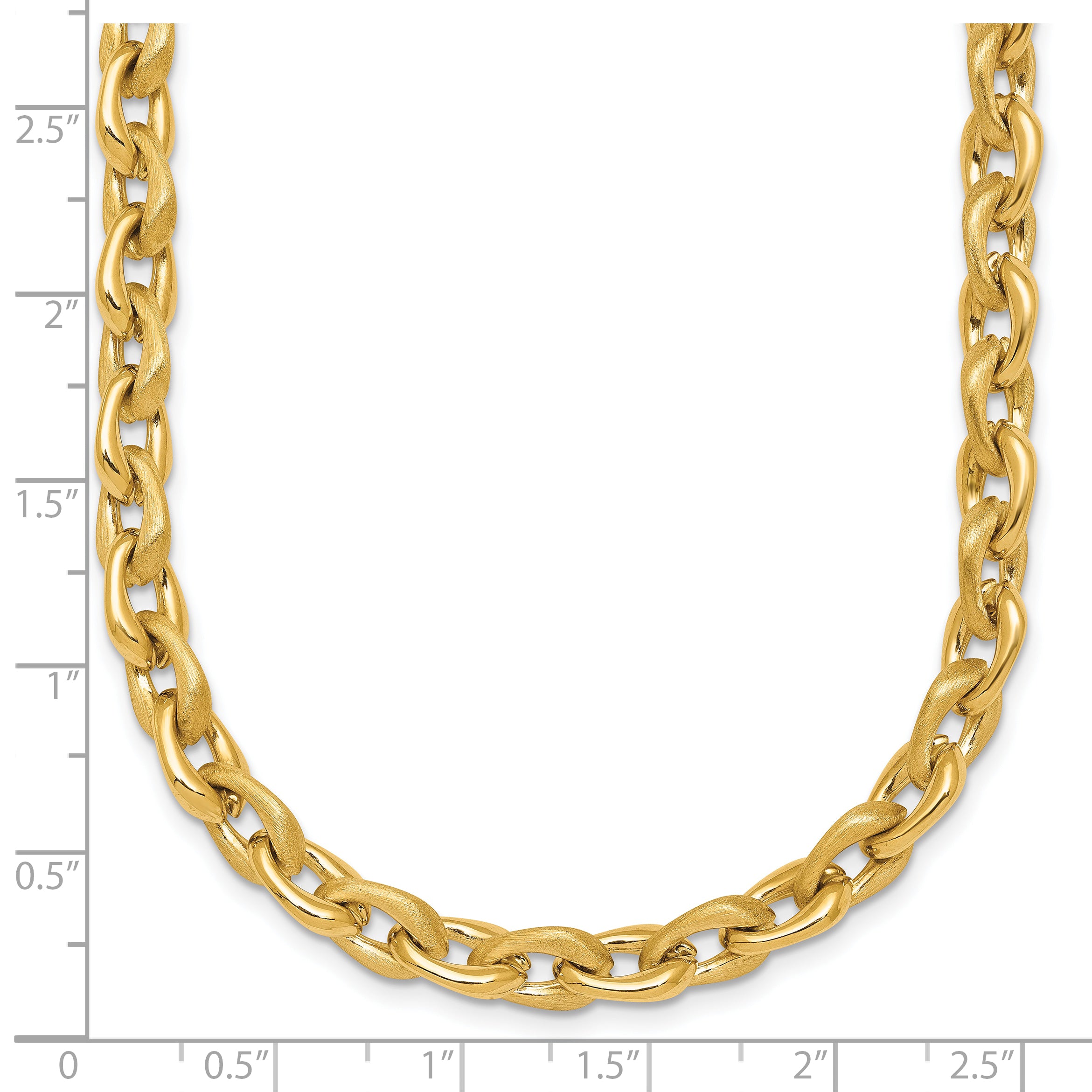 14k Polished And Brushed 6.5mm Fancy Cable Chain 18 inch Necklace