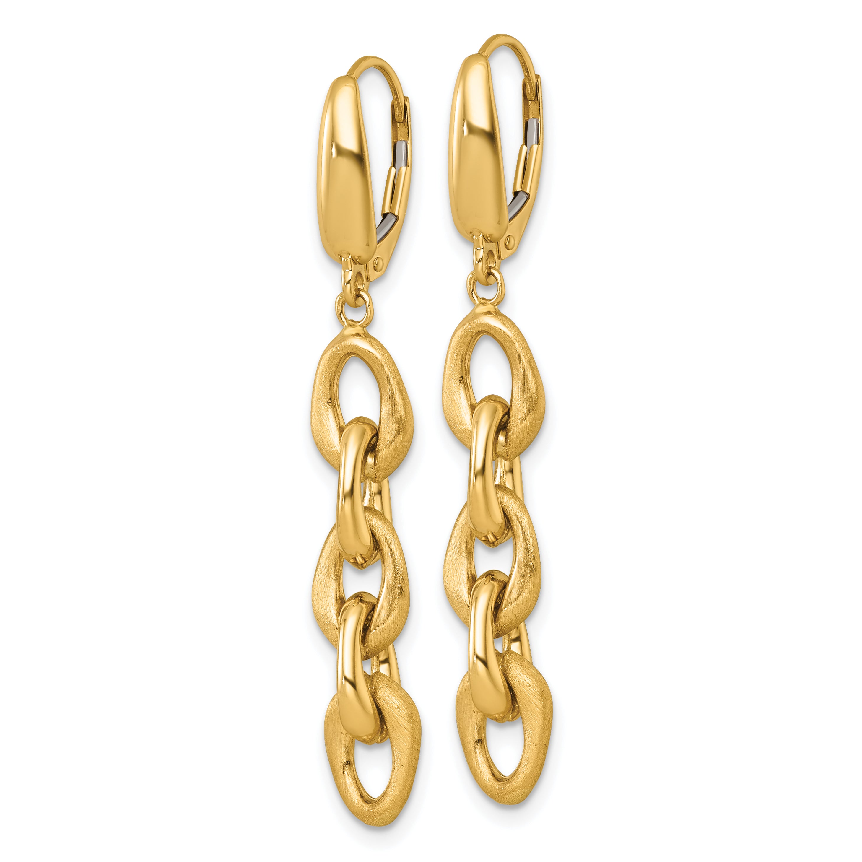 14k Polished And Brushed Chain Leverback Dangle Earrings Secondary image