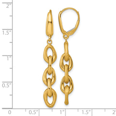 14k Polished And Brushed Chain Leverback Dangle Earrings