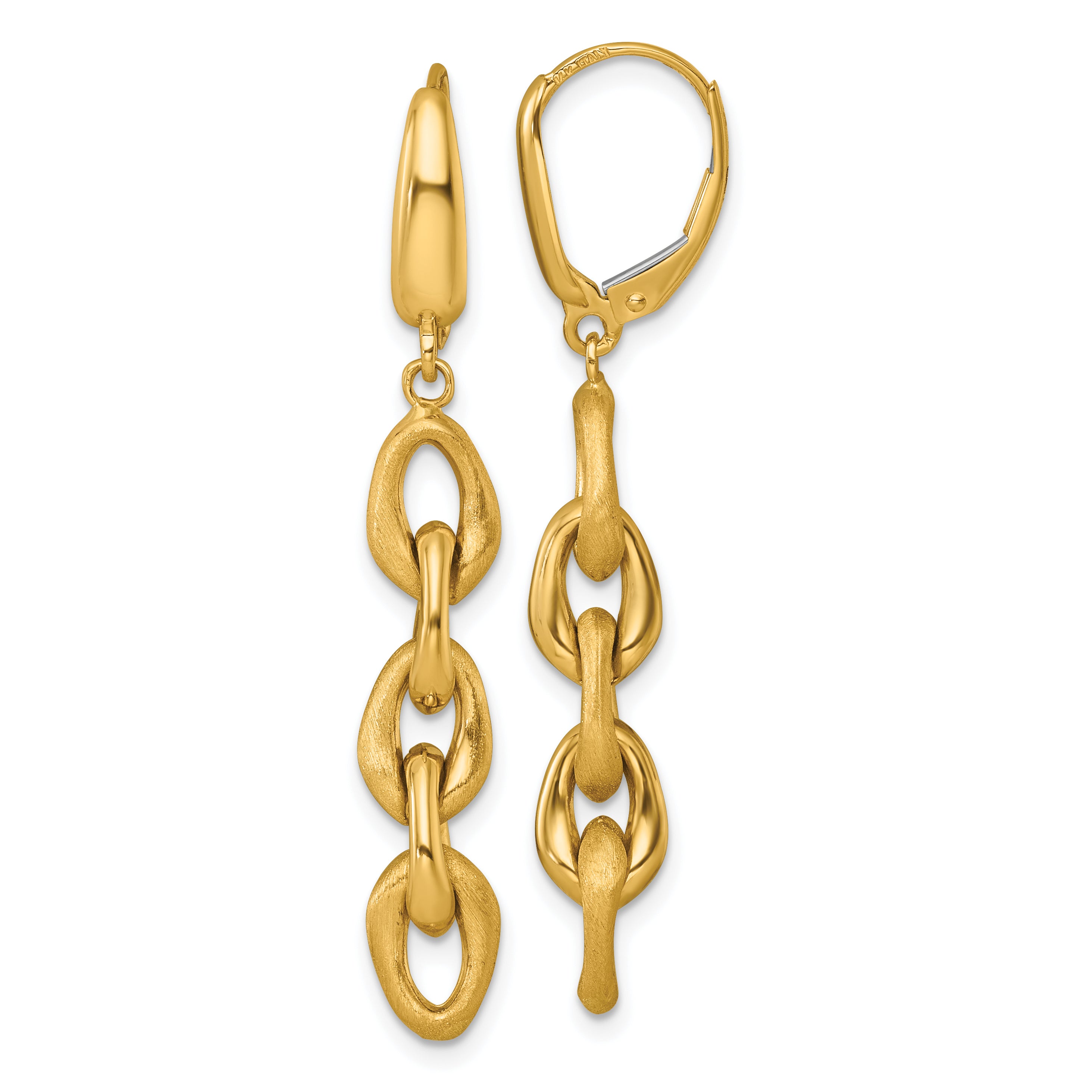14k Polished And Brushed Chain Leverback Dangle Earrings Main image