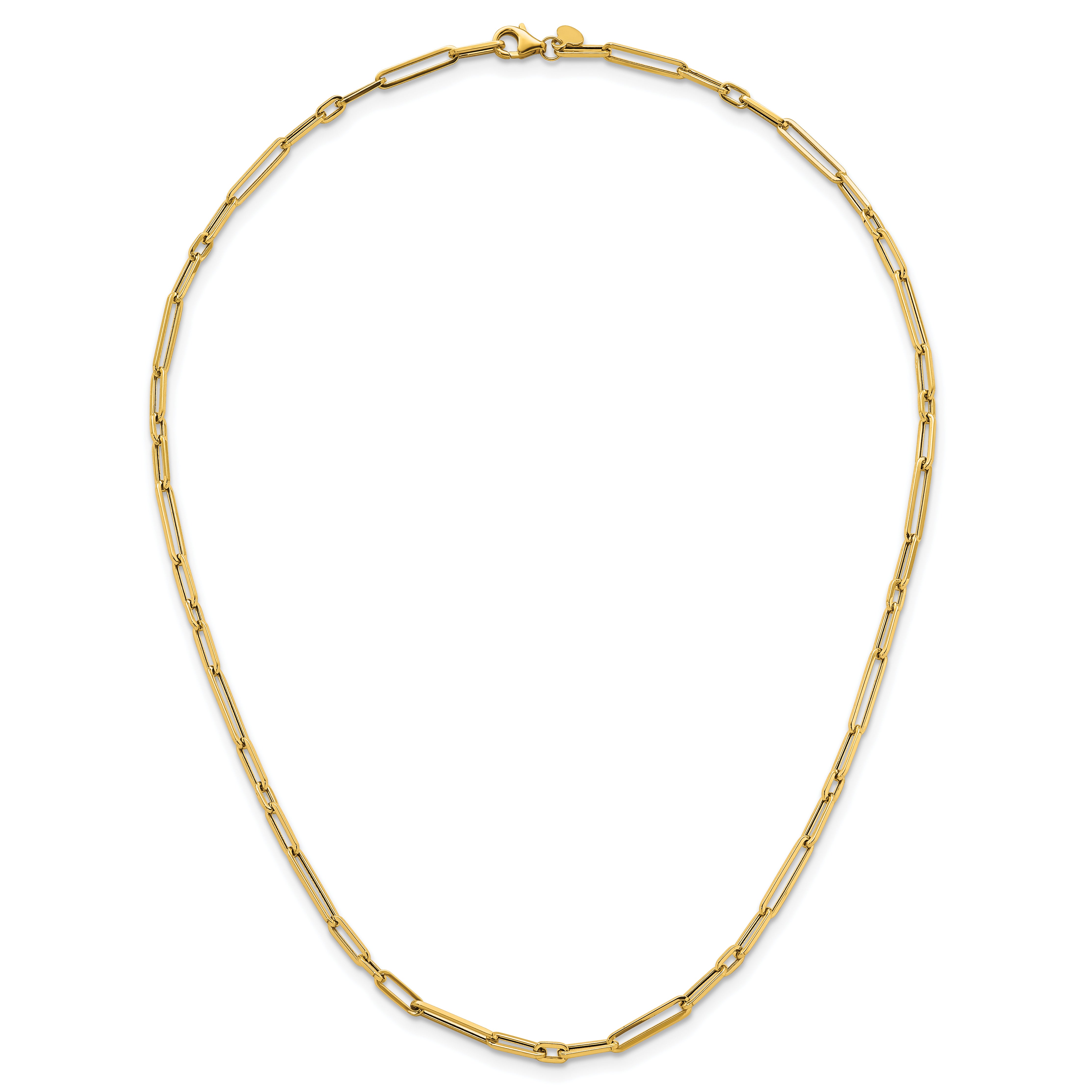 14k Polished 2.9mm Fancy Long and Short Paperclip Link 17 inch Necklace