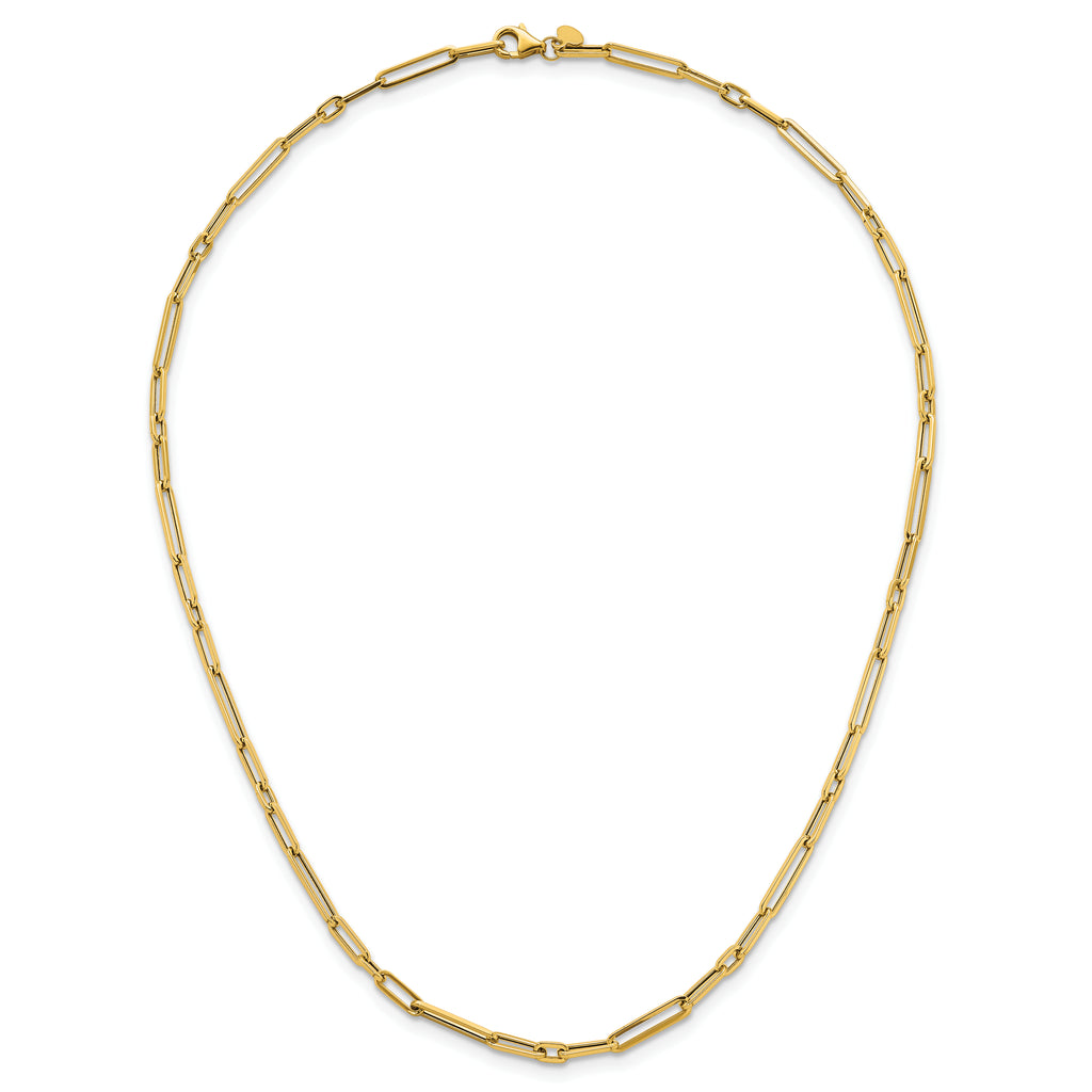14k Polished 2.9mm Fancy Long and Short Paperclip Link 17 inch Necklace