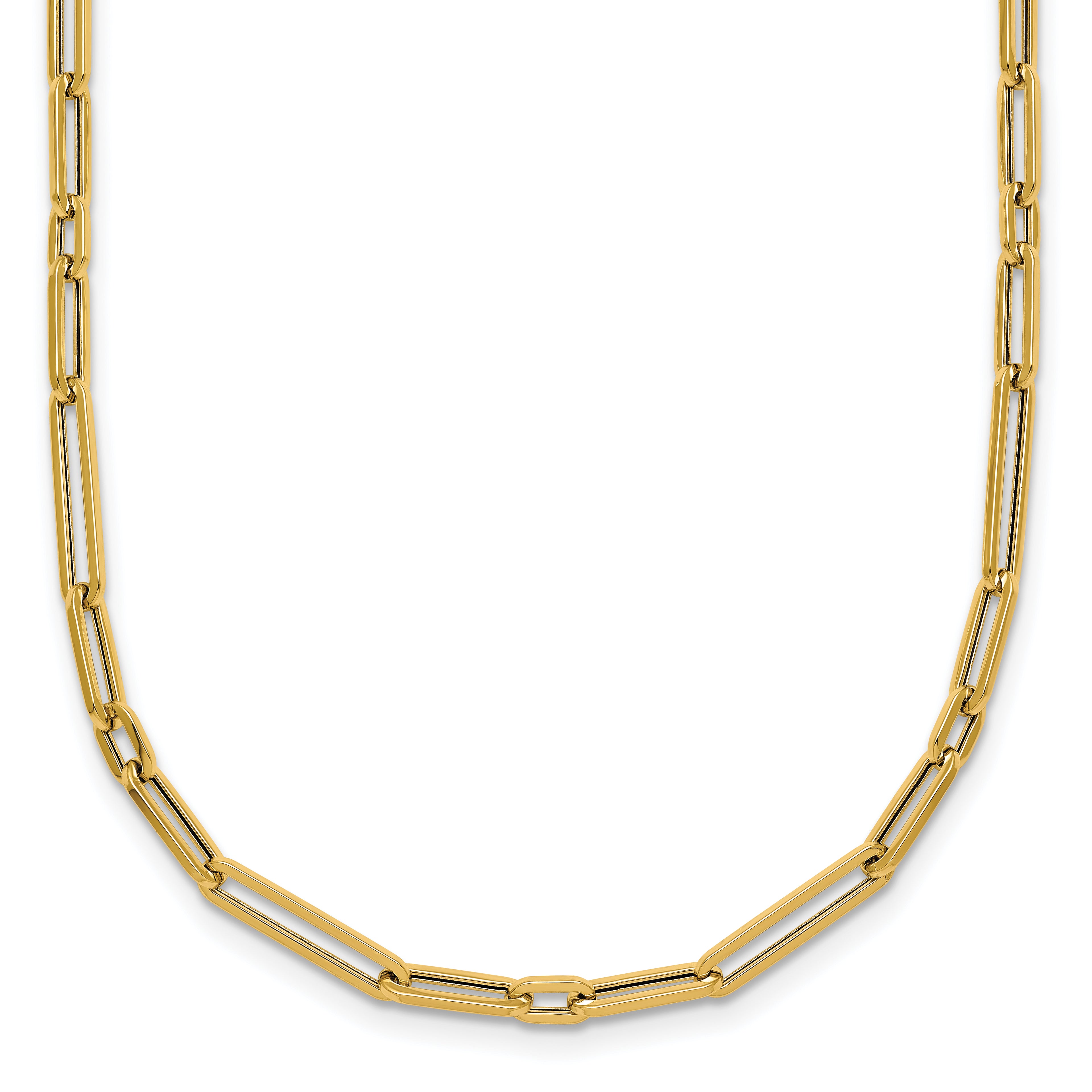 14k Polished 2.9mm Fancy Long and Short Paperclip Link 17 inch Necklace