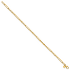 14k Polished 3mm Fancy Long and Short Paperclip Link 7.5 inch Bracelet