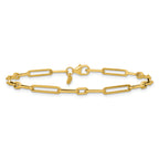 14k Polished 3mm Fancy Long and Short Paperclip Link 7.5 inch Bracelet