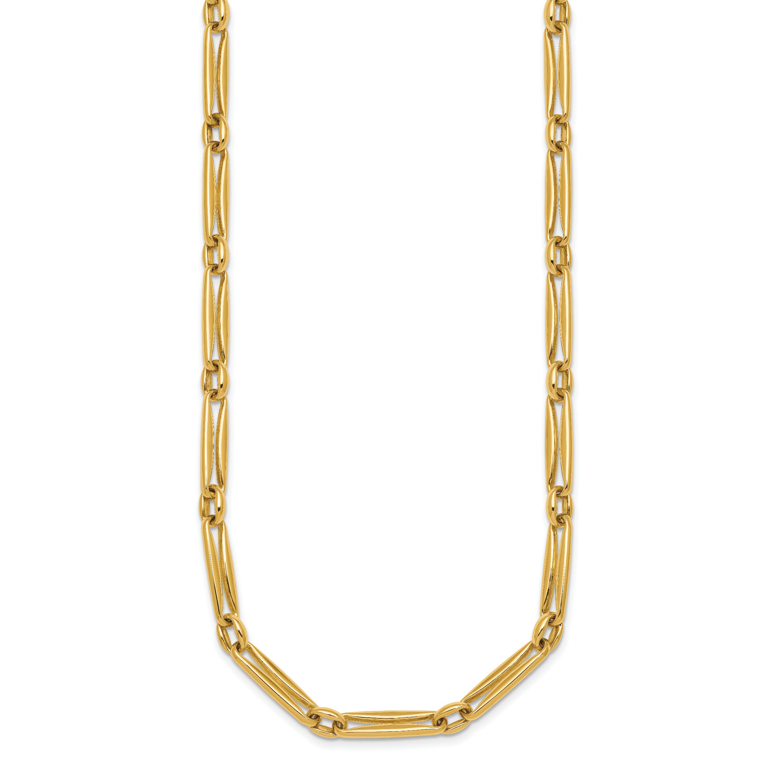 14k Polished 5mm Fancy Long and Round Link 18 inch Necklace