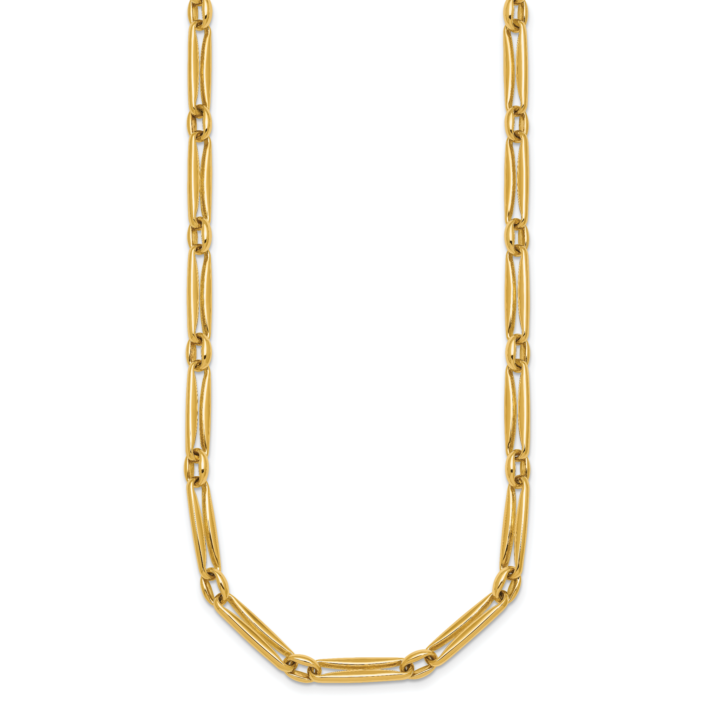 14k Polished 5mm Fancy Long and Round Link 18 inch Necklace Secondary image