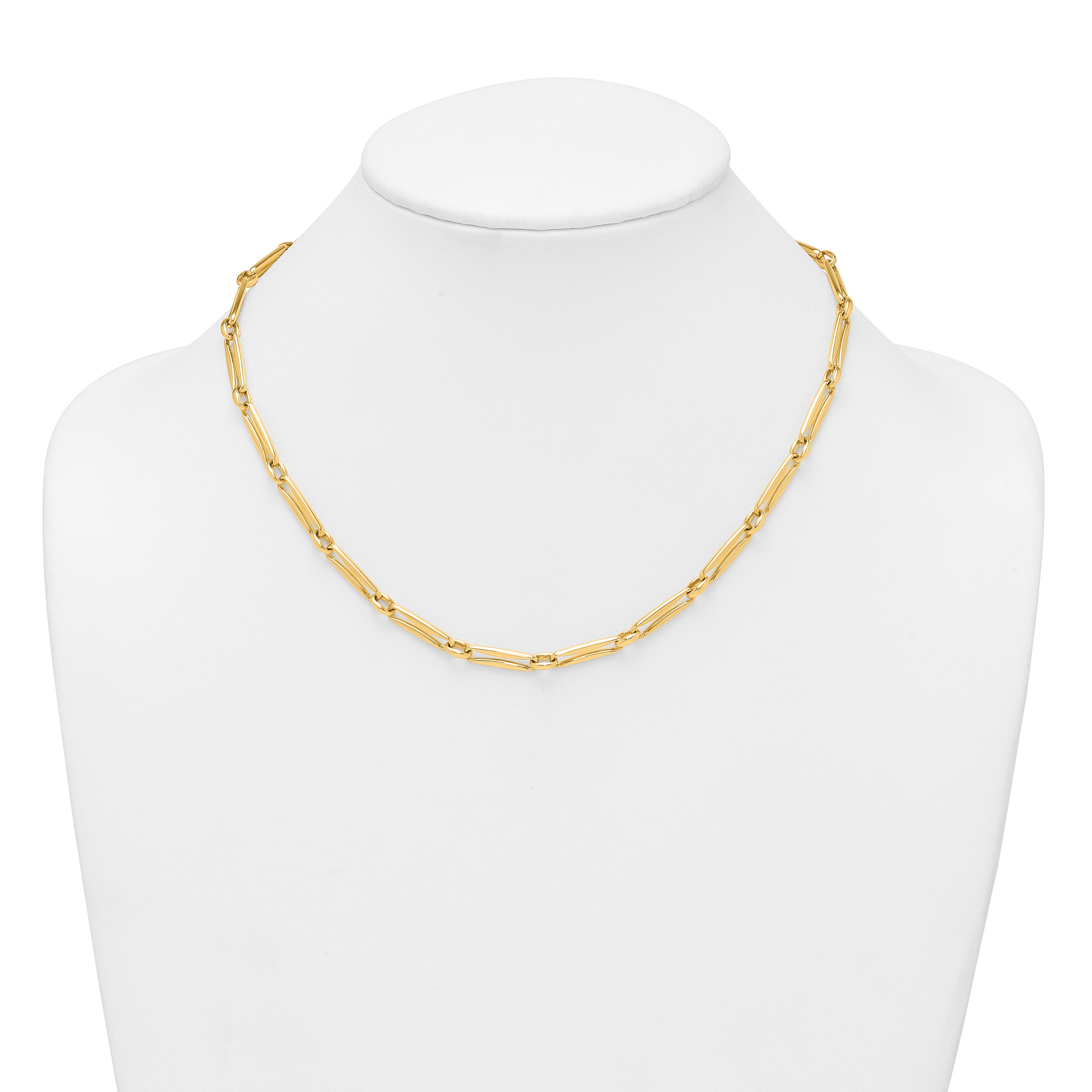 14k Polished 5mm Fancy Long and Round Link 18 inch Necklace