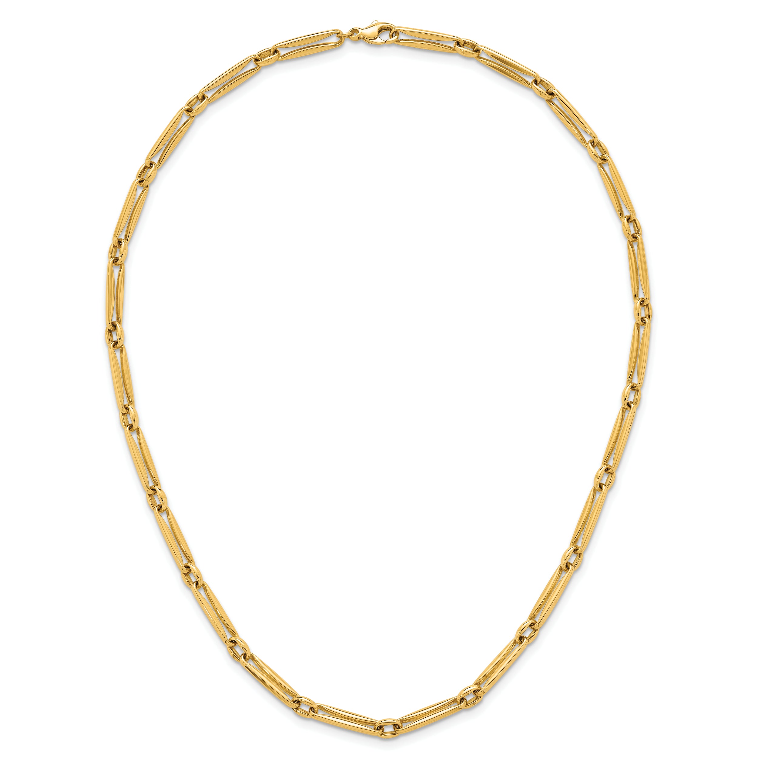 14k Polished 5mm Fancy Long and Round Link 18 inch Necklace