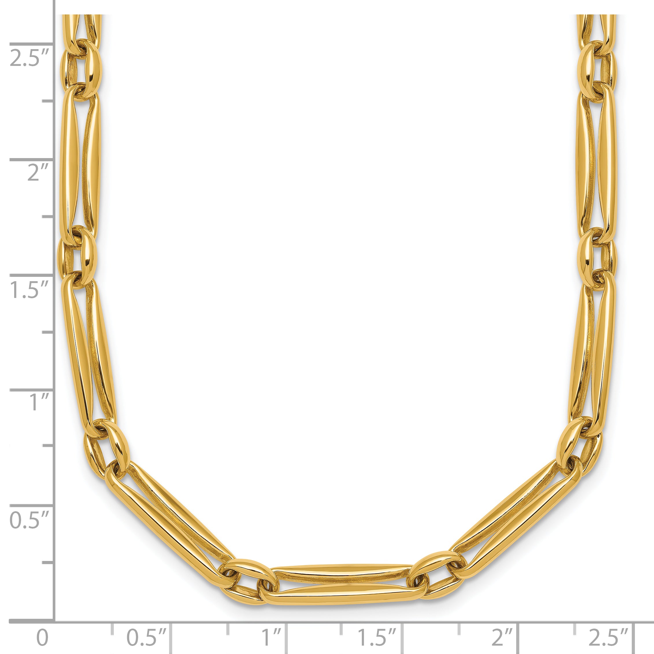 14k Polished 5mm Fancy Long and Round Link 18 inch Necklace