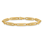 14k Polished 5mm Fancy Long and Round Link 7.5 inch Bracelet