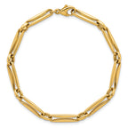 14k Polished 5mm Fancy Long and Round Link 7.5 inch Bracelet
