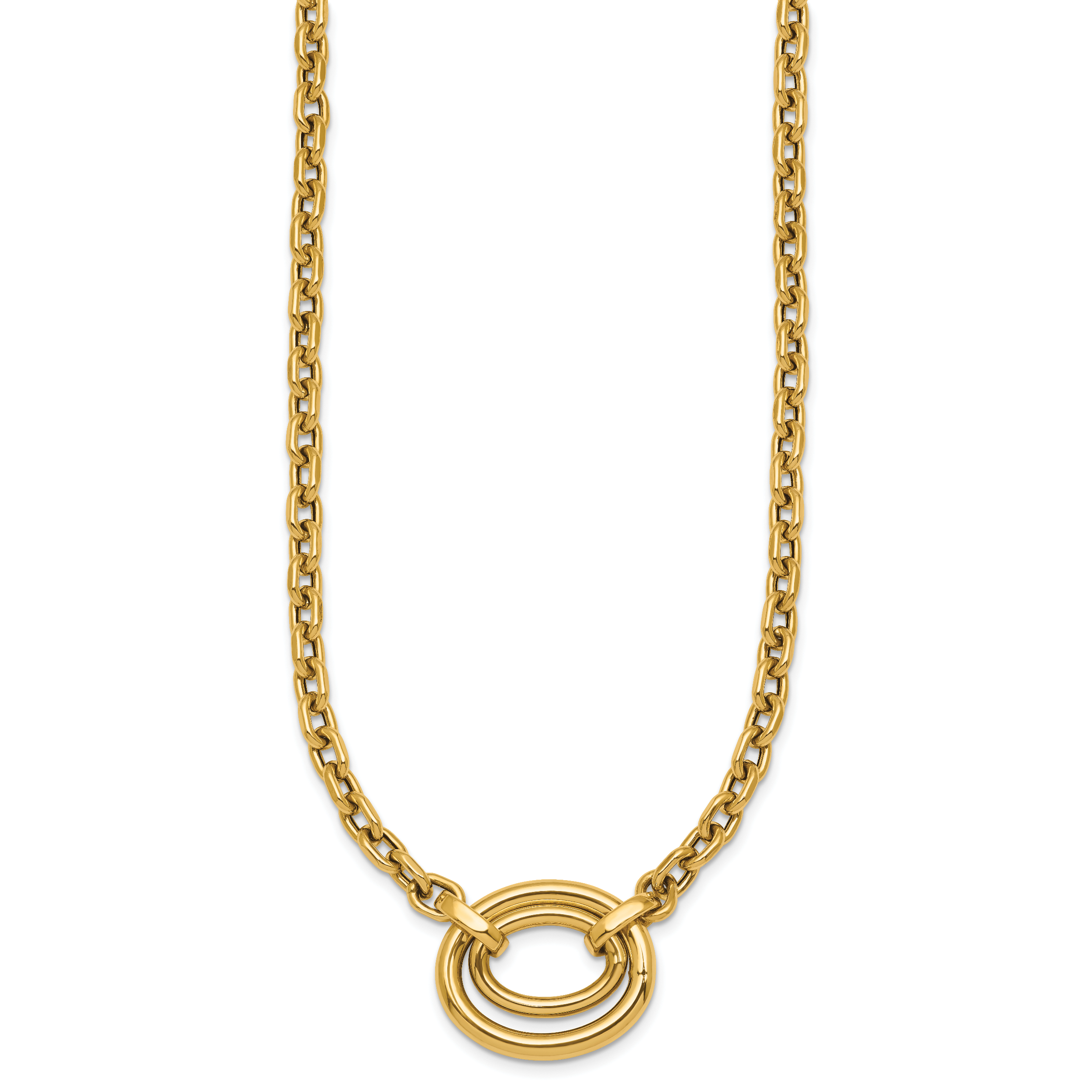 14K Polished Double Oval 17.5 inch Fancy Necklace Plus 0.5 inch Extender Secondary image
