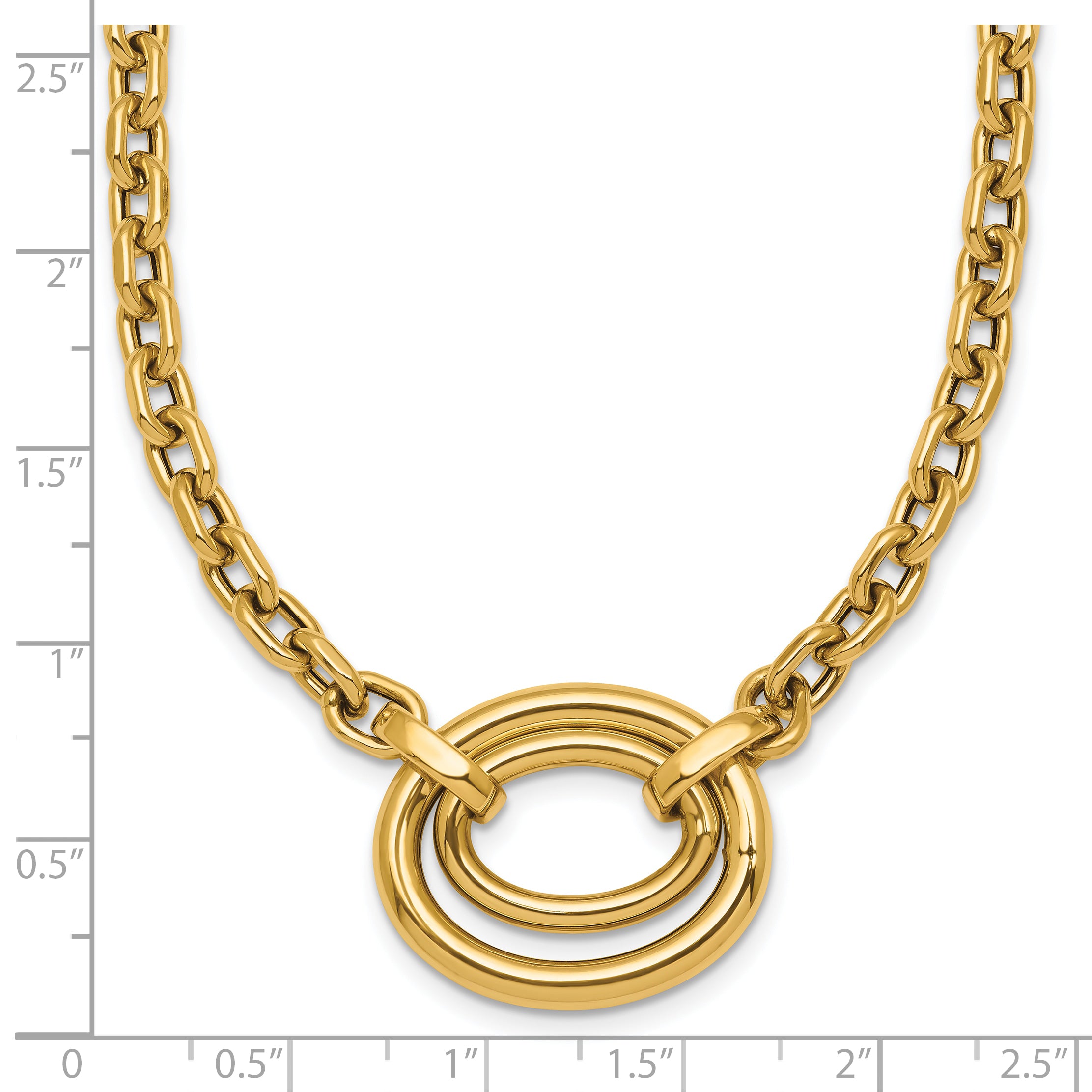 14K Polished Double Oval 17.5 inch Fancy Necklace Plus 0.5 inch Extender