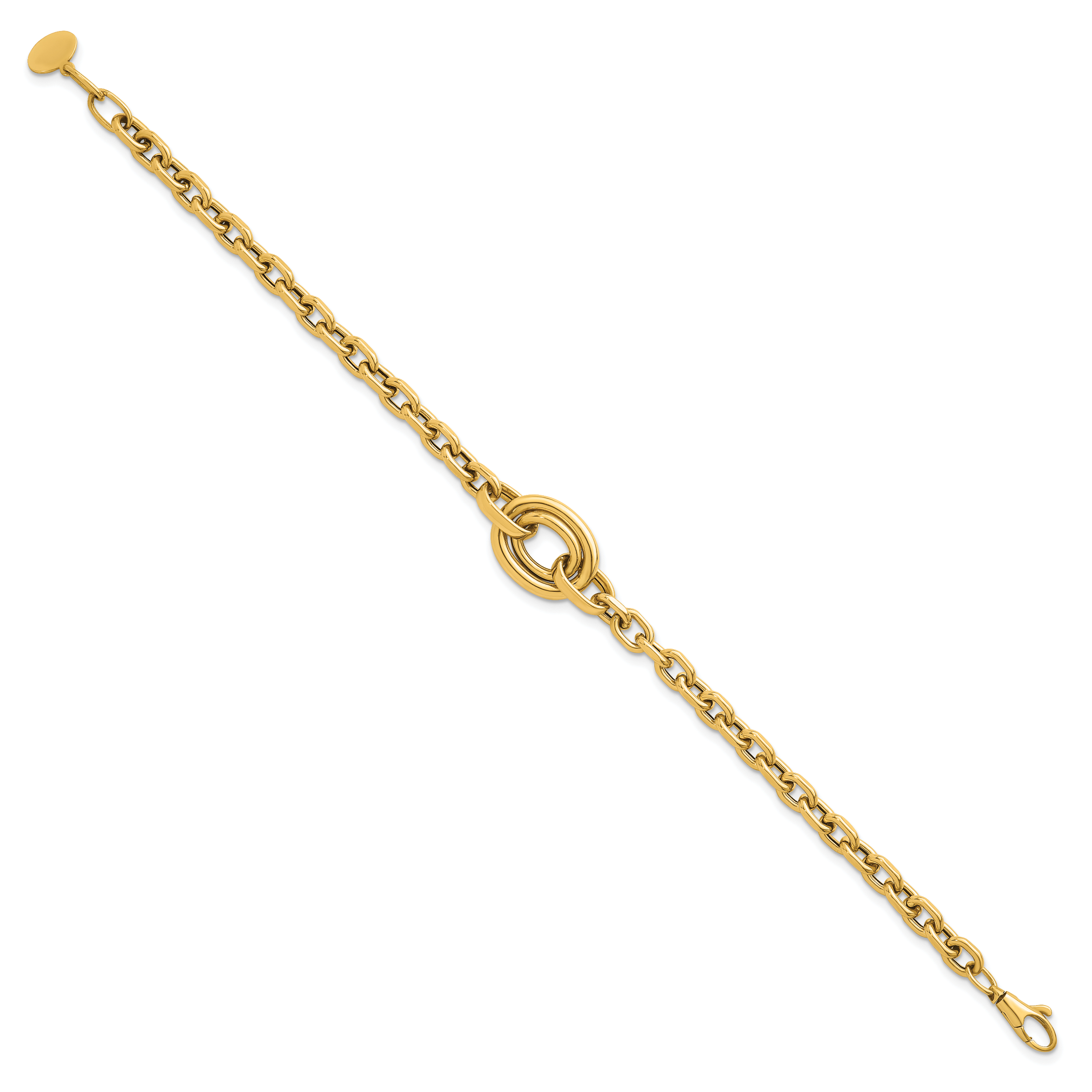 14K Polished Double Circle Fancy 7.25 inch Bracelet Plus 0.25 inch Extender Secondary image