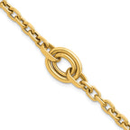 14K Polished Double Circle Fancy 7.25 inch Bracelet Plus 0.25 inch Extender