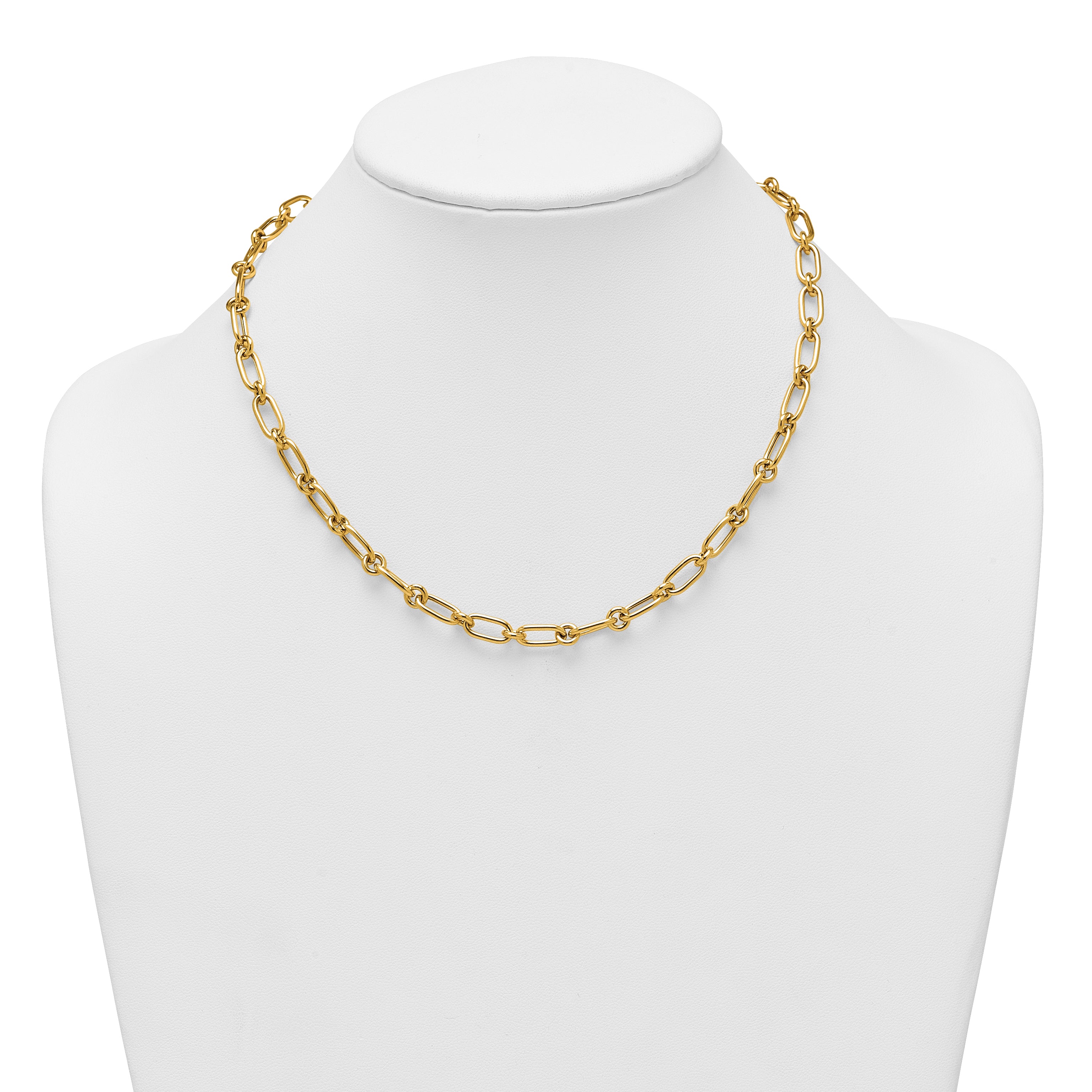 14k Polished 6mm Oval and Circle Link 18 inch Necklace