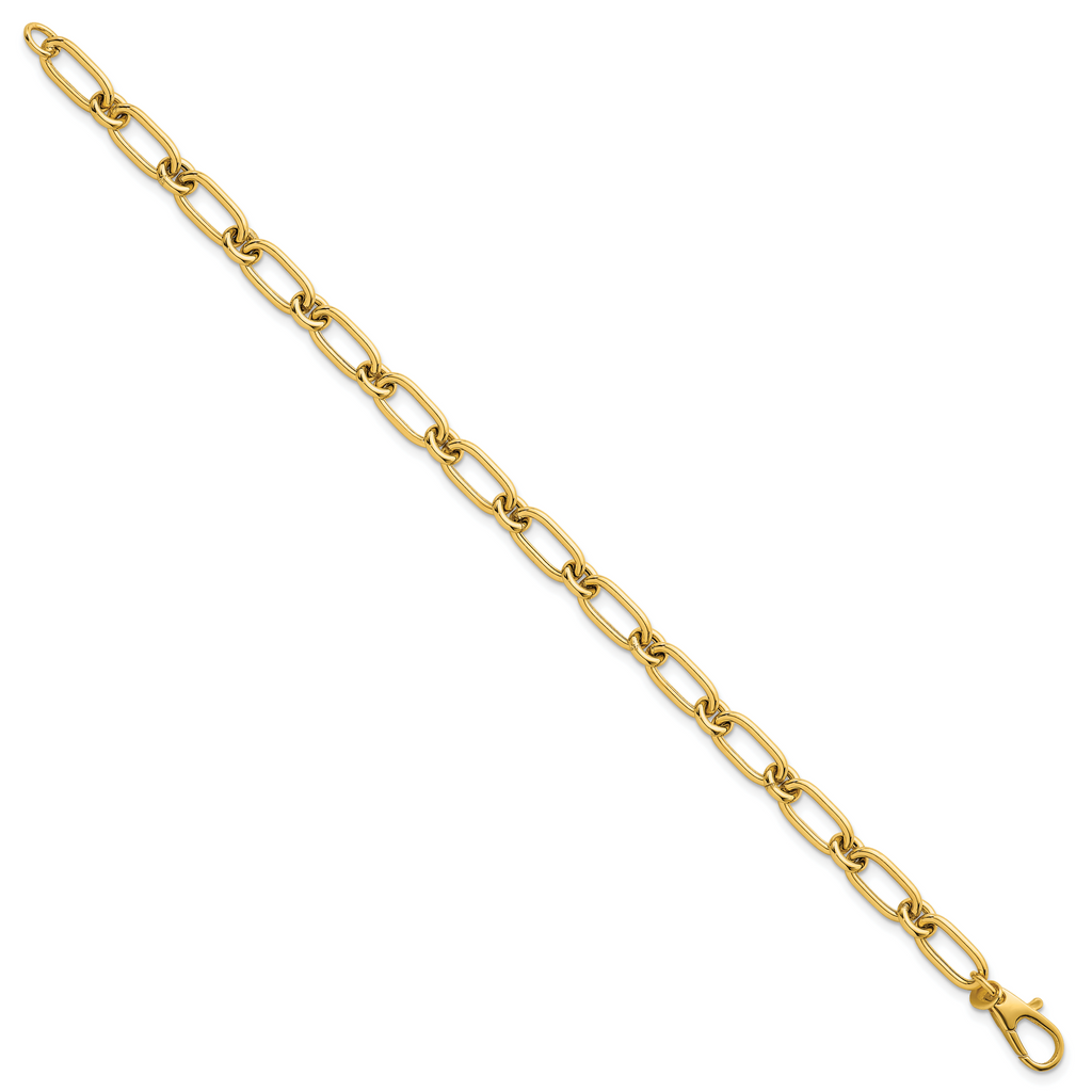 14k Polished 6mm Oval and Circle Link 7.5 inch Bracelet