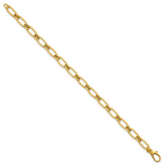 14k Polished 6mm Oval and Circle Link 7.5 inch Bracelet