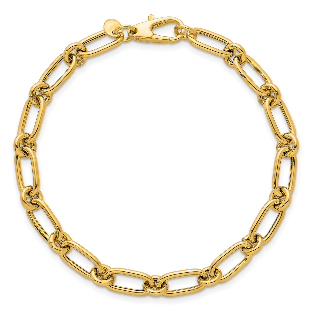 14k Polished 6mm Oval and Circle Link 7.5 inch Bracelet