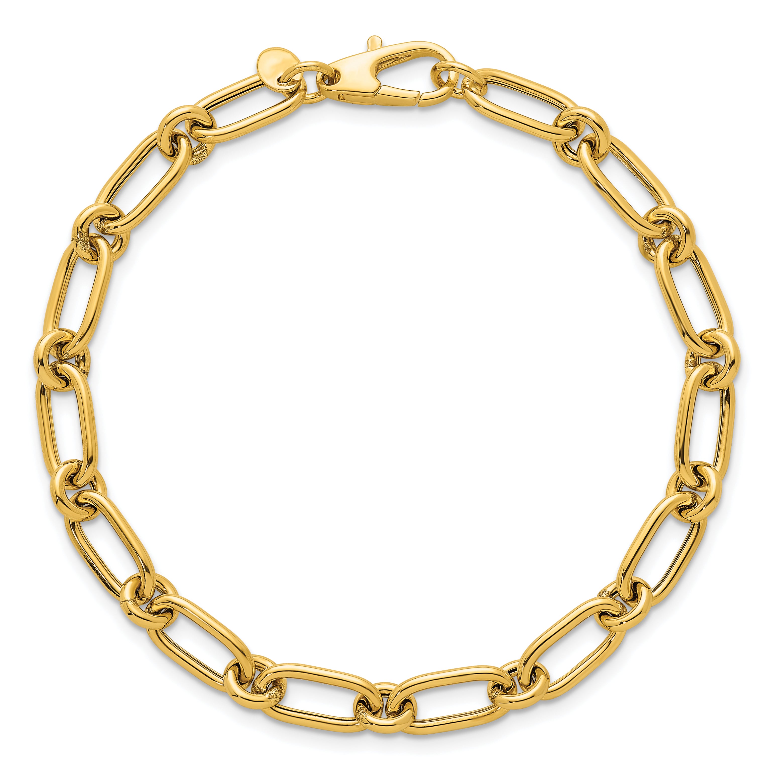 14k Polished 6mm Oval and Circle Link 7.5 inch Bracelet