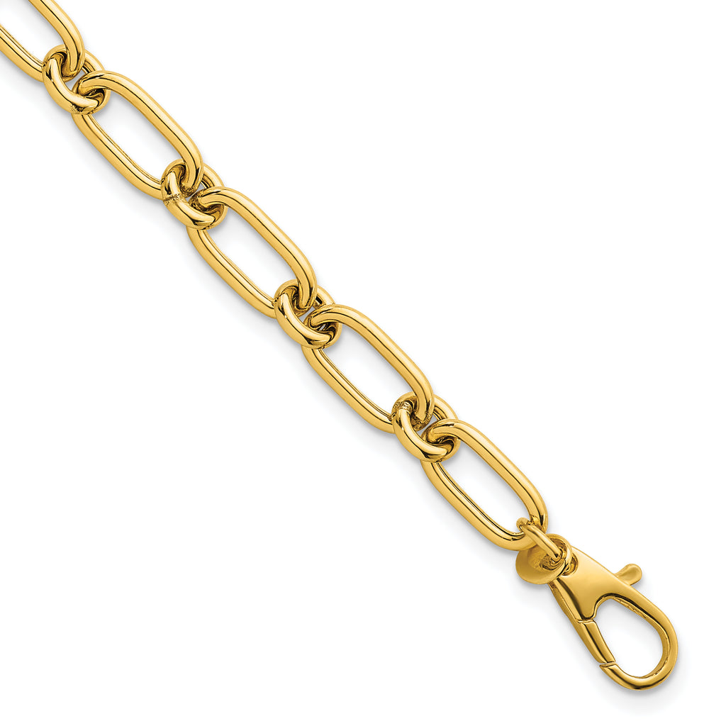 14k Polished 6mm Oval and Circle Link 7.5 inch Bracelet
