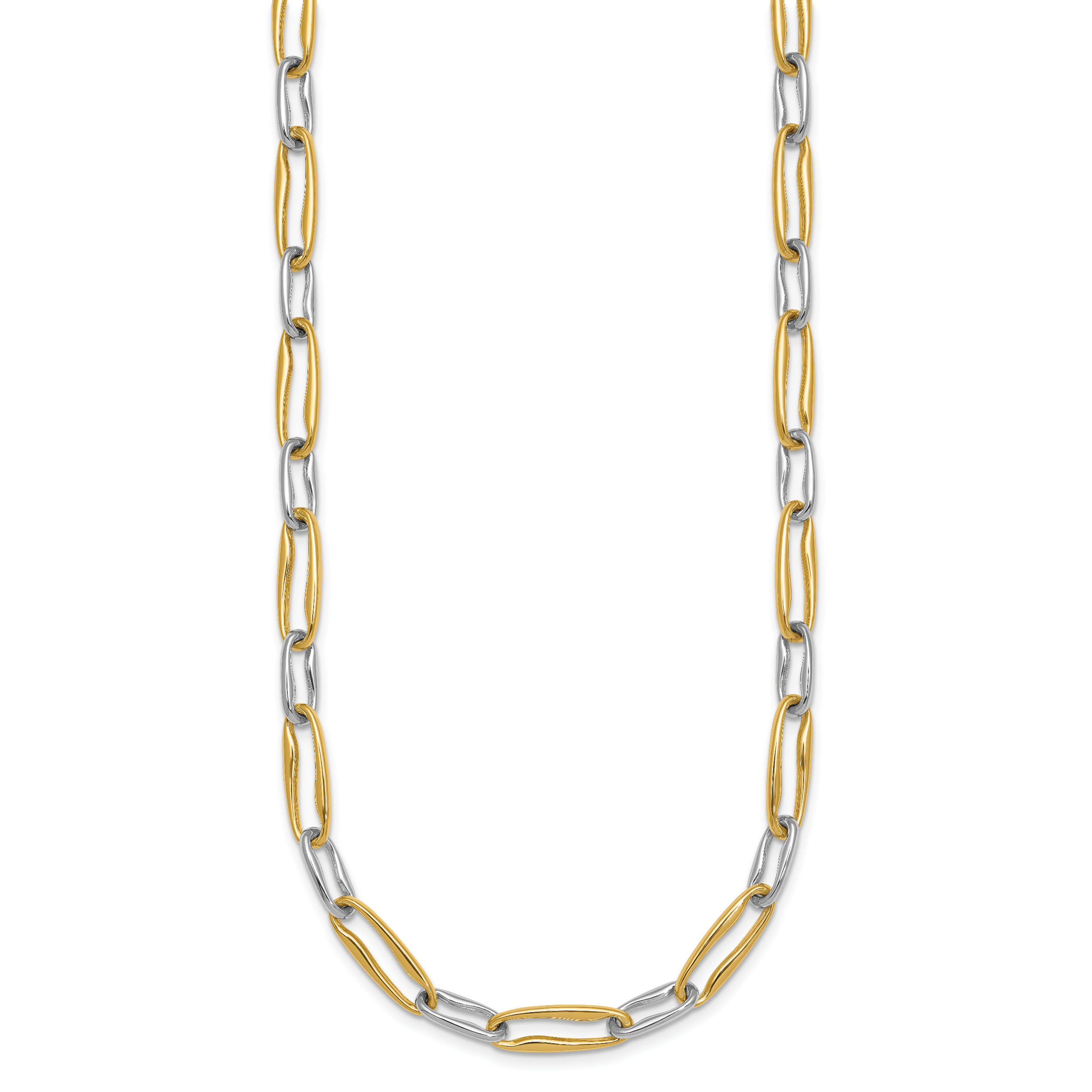 14k Two-tone Polished 5.75mm Fancy Long Link 18 inch Necklace Secondary image