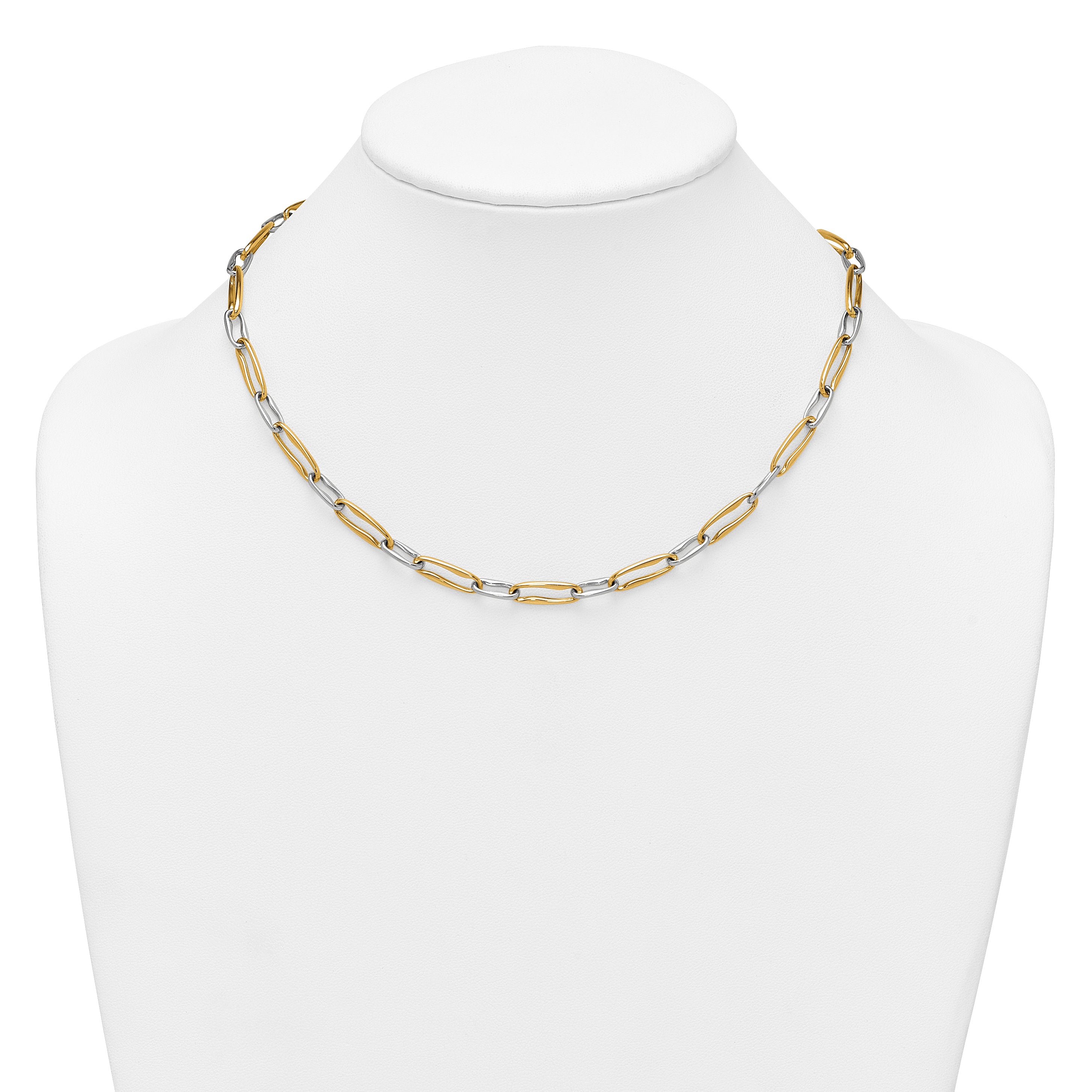 14k Two-tone Polished 5.75mm Fancy Long Link 18 inch Necklace