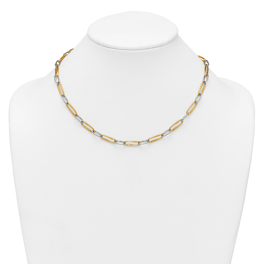 14k Two-tone Polished 5.75mm Fancy Long Link 18 inch Necklace