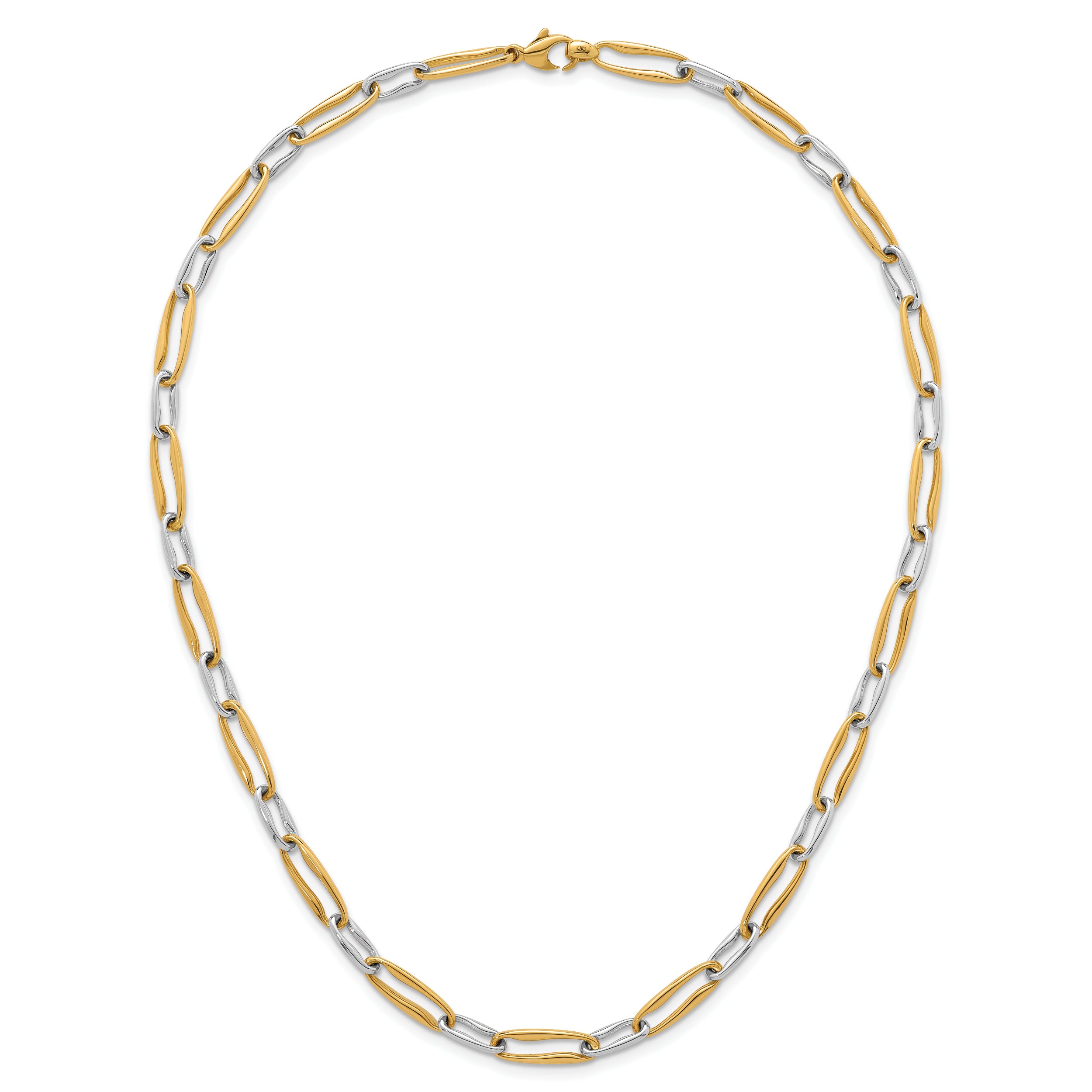 14k Two-tone Polished 5.75mm Fancy Long Link 18 inch Necklace