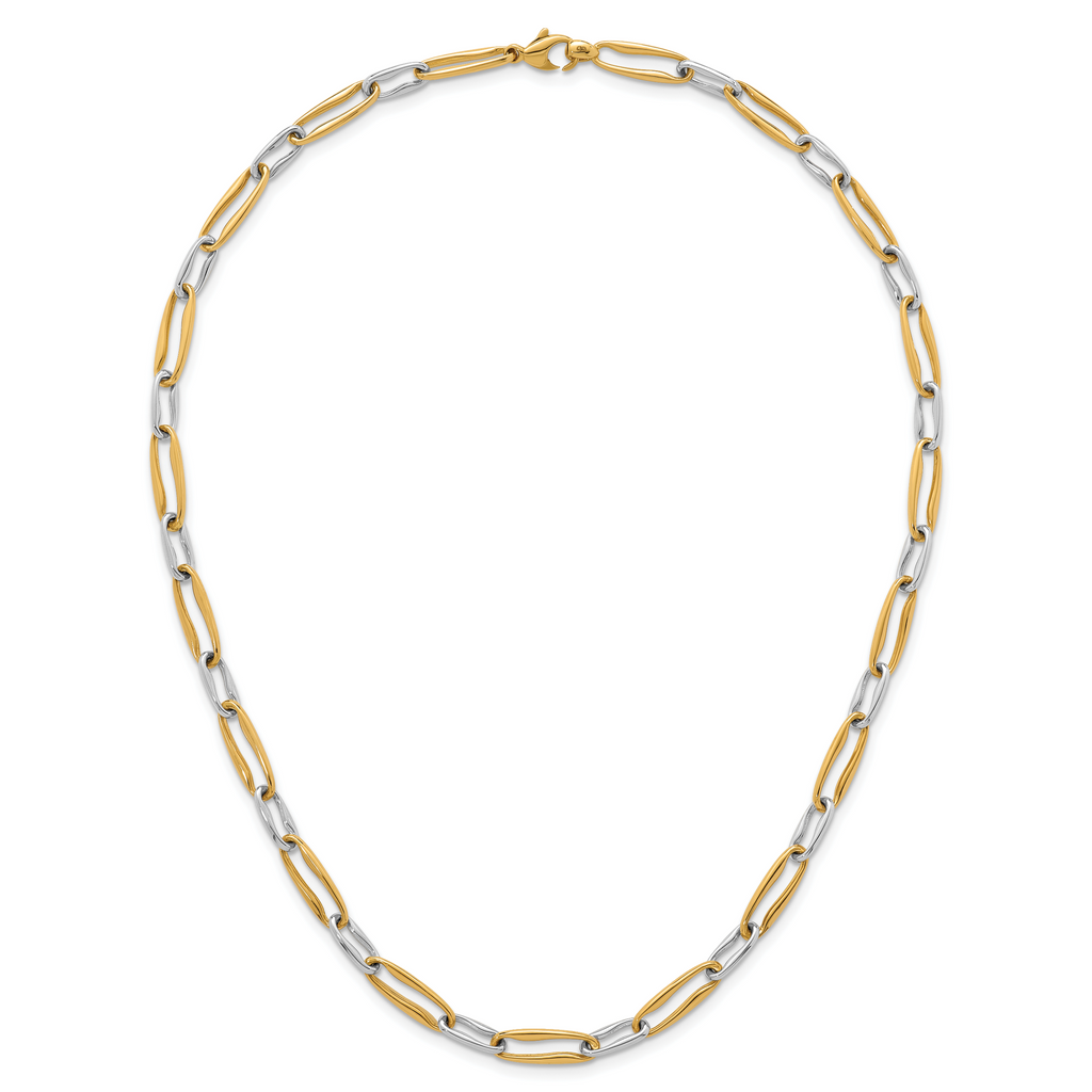 14k Two-tone Polished 5.75mm Fancy Long Link 18 inch Necklace