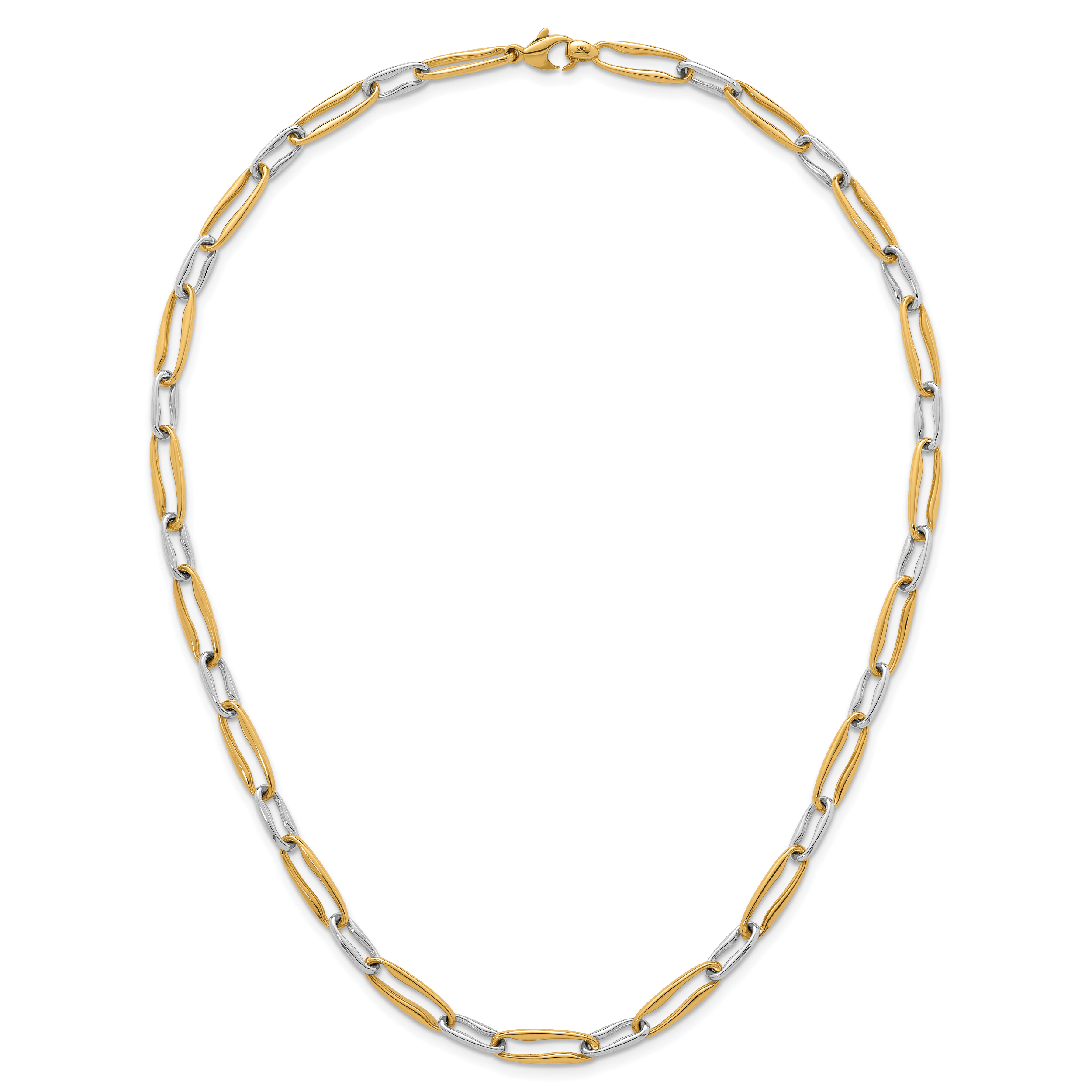 14k Two-tone Polished 5.75mm Fancy Long Link 18 inch Necklace
