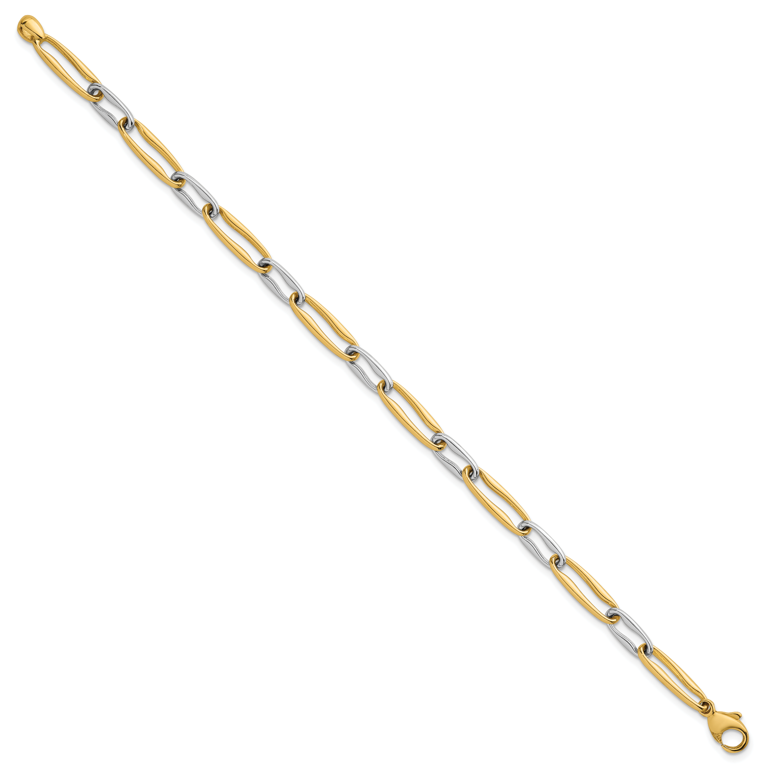 14k Two-tone Polished 5.75mm Fancy Long Link 7.5 inch Bracelet Secondary image