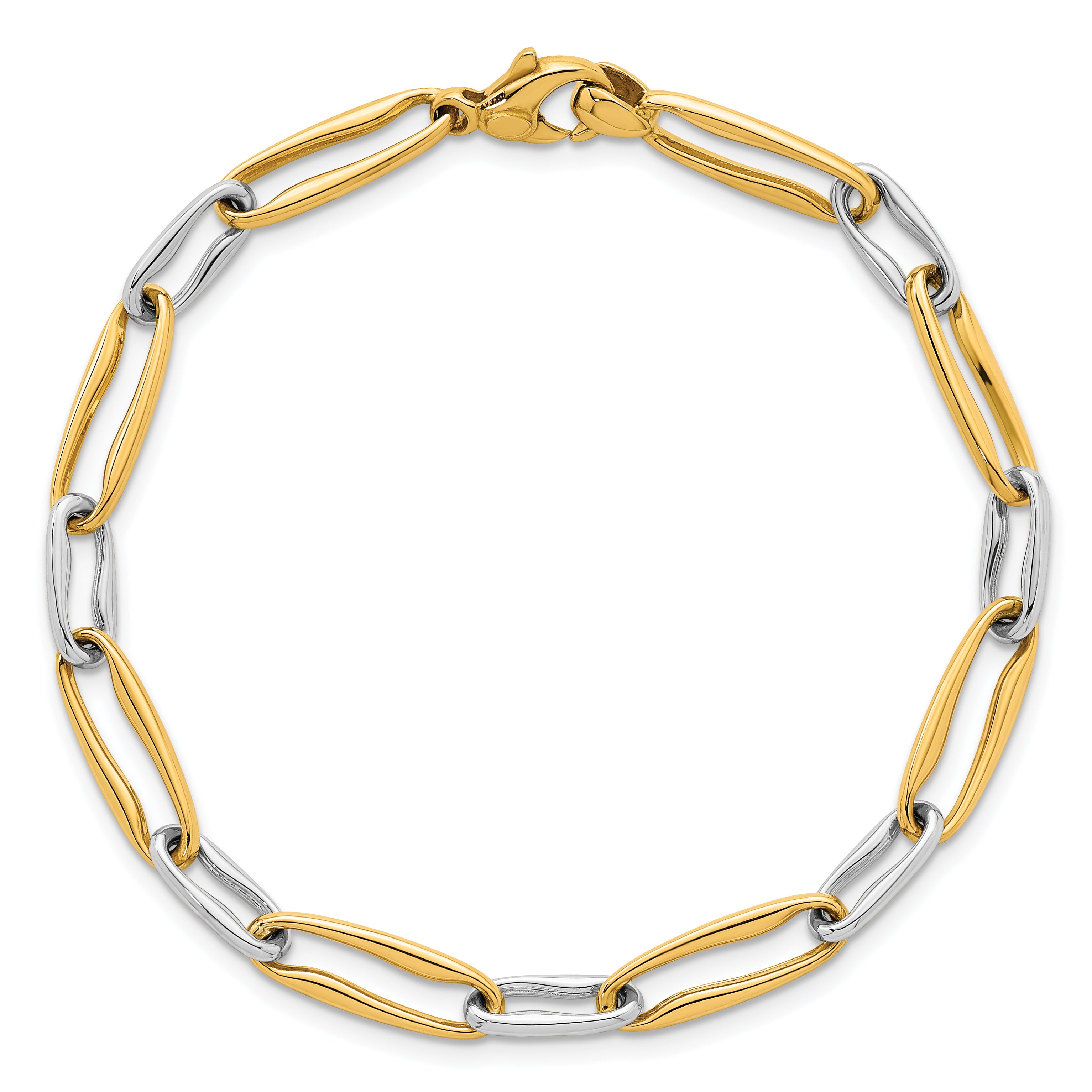 14k Two-tone Polished 5.75mm Fancy Long Link 7.5 inch Bracelet