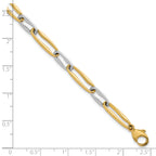 14k Two-tone Polished 5.75mm Fancy Long Link 7.5 inch Bracelet
