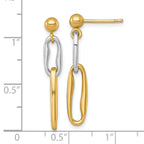 14k Two-tone Polished Fancy Long Link Dangle Post Earrings