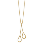14k Polished Two Teardrops Dangle 16 inch Y-Necklace Plus 2 inch Extender