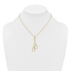 14k Polished Two Teardrops Dangle 16 inch Y-Necklace Plus 2 inch Extender