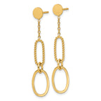 14k Polished And Twisted Oval Link Dangle Post Earrings
