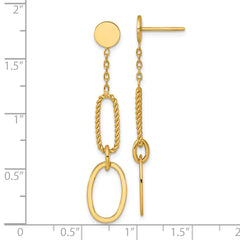 14k Polished And Twisted Oval Link Dangle Post Earrings