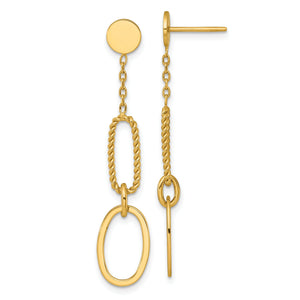 Twisted Oval Link Stud Dangle Earrings in 14K Yellow Gold, 9.35mm - Sophia Jewelers
