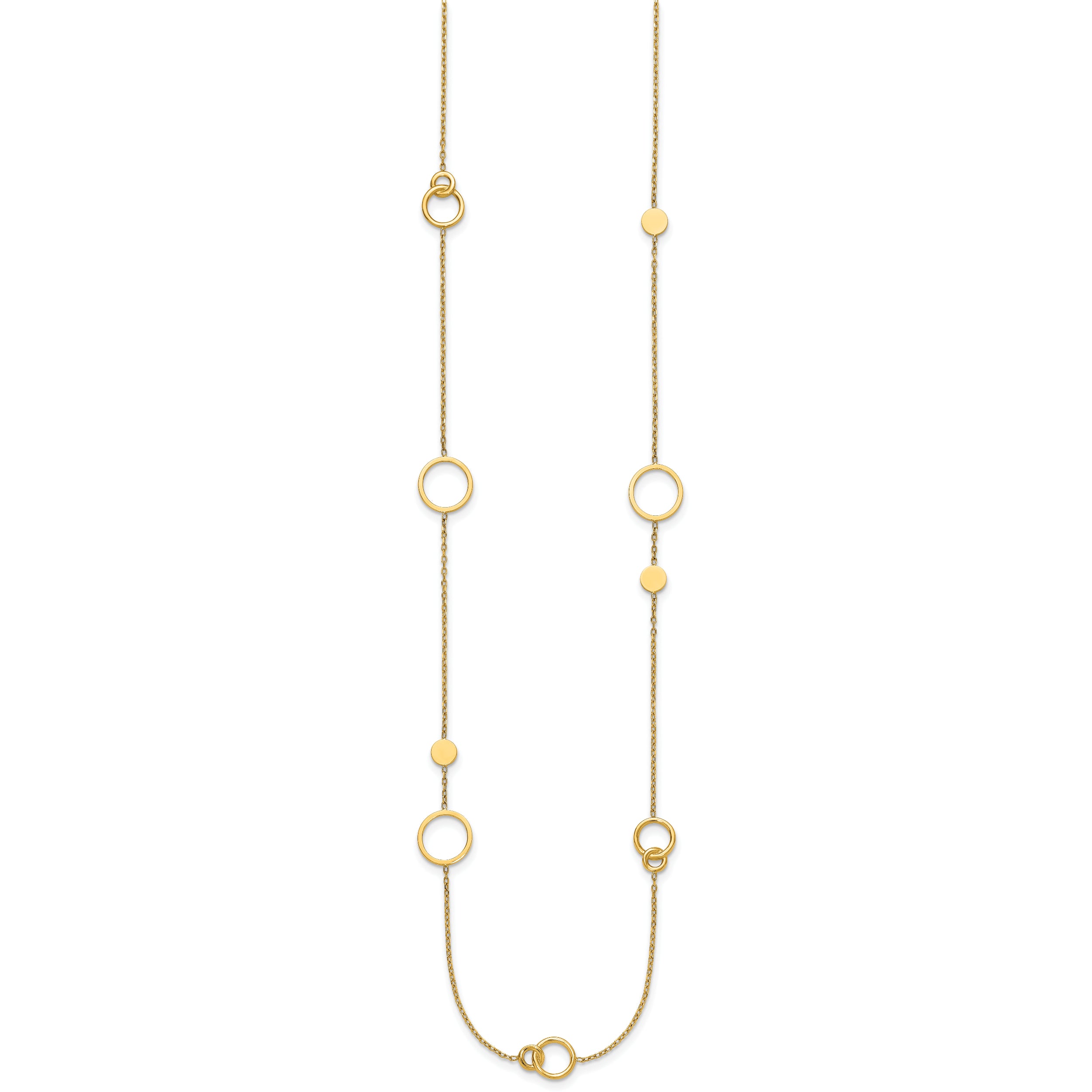 14k Polished Circle and Chain Pattern 25.5 inch Necklace