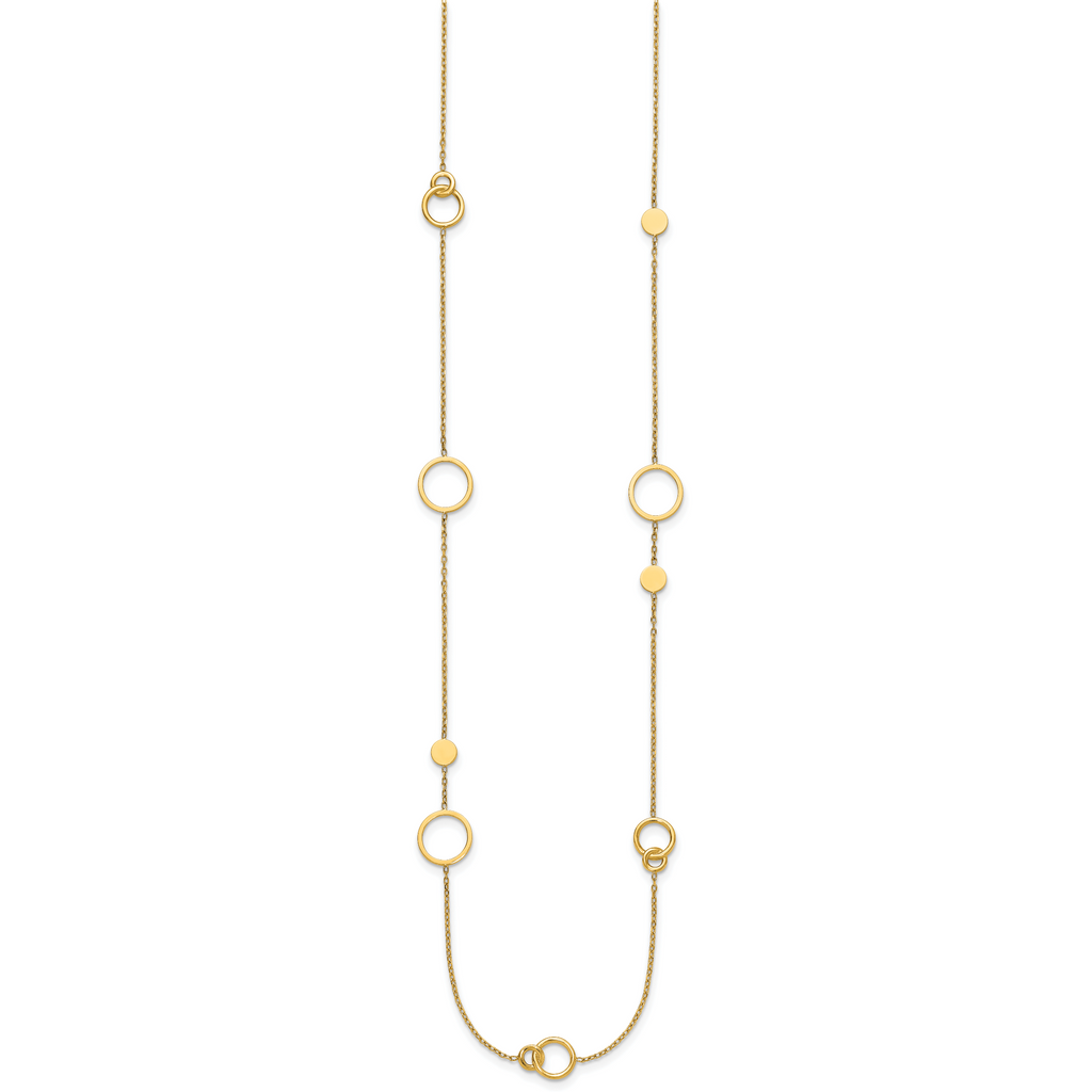 14k Polished Circle and Chain Pattern 25.5 inch Necklace