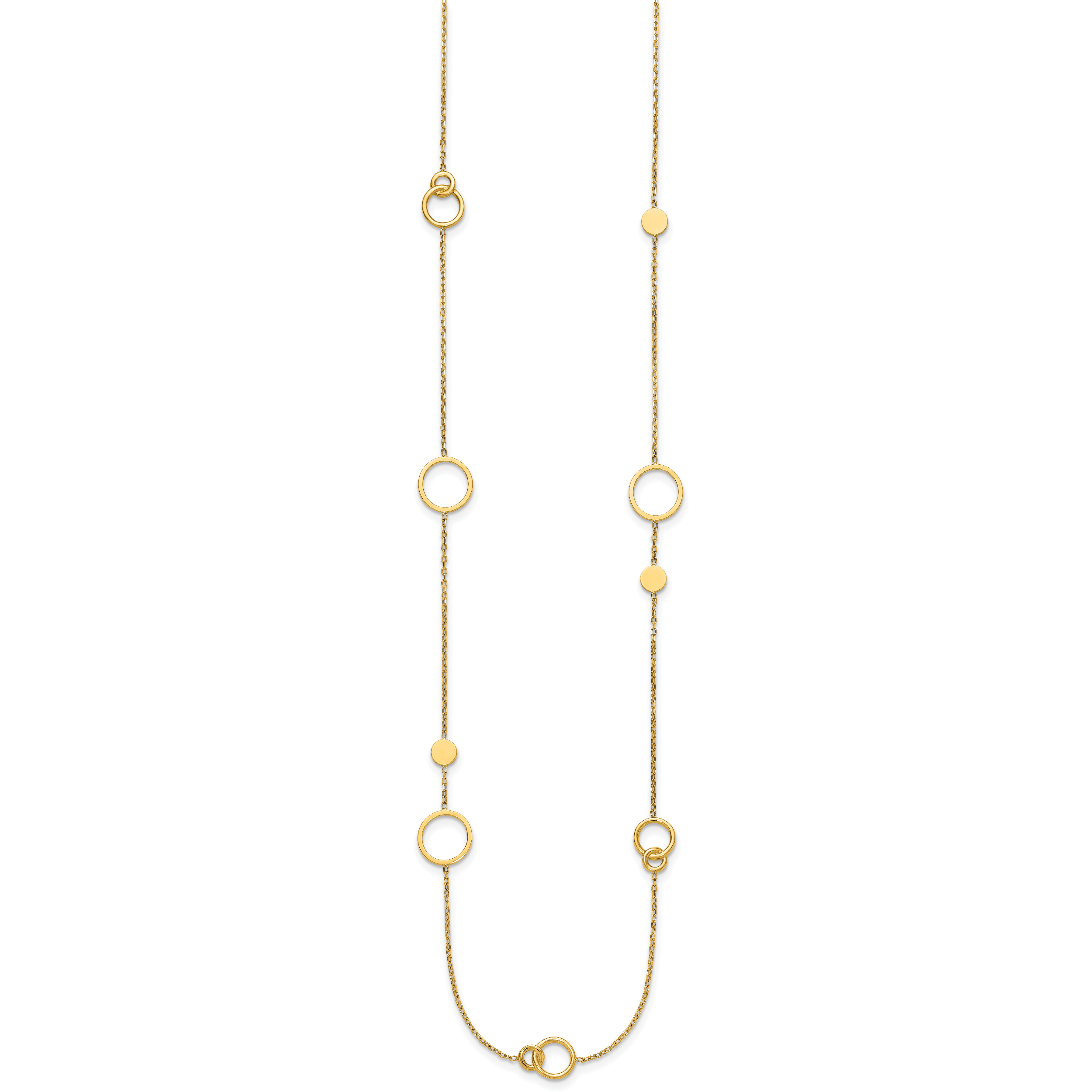 14k Polished Circle and Chain Pattern 25.5 inch Necklace