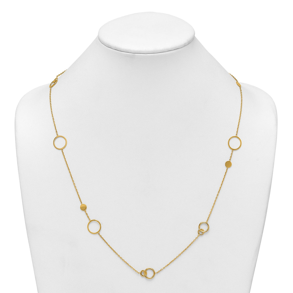 Circle Pattern Necklace in 14K Yellow Gold, 25.5 Inch - Sophia Jewelers