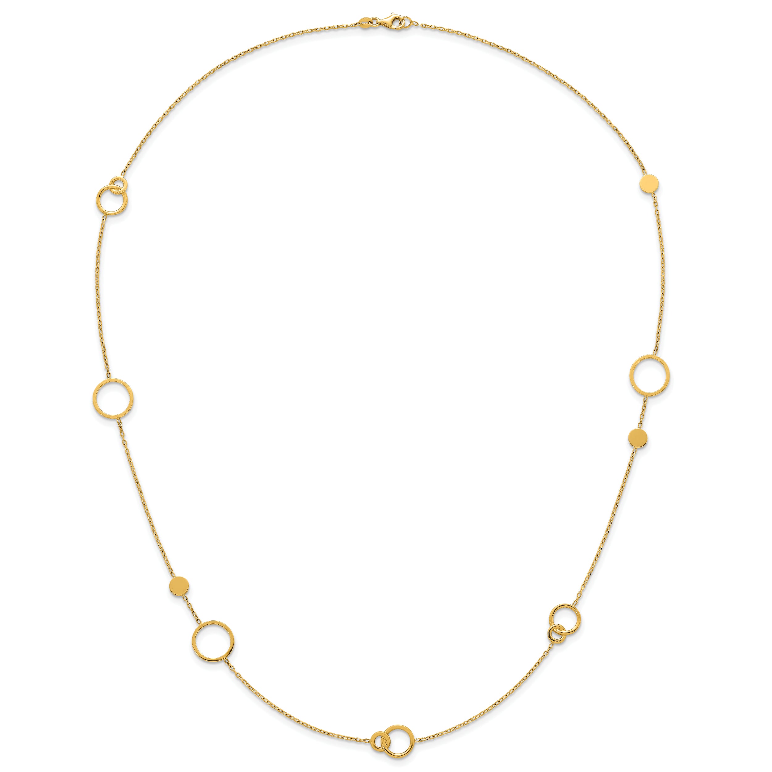 14k Polished Circle and Chain Pattern 25.5 inch Necklace