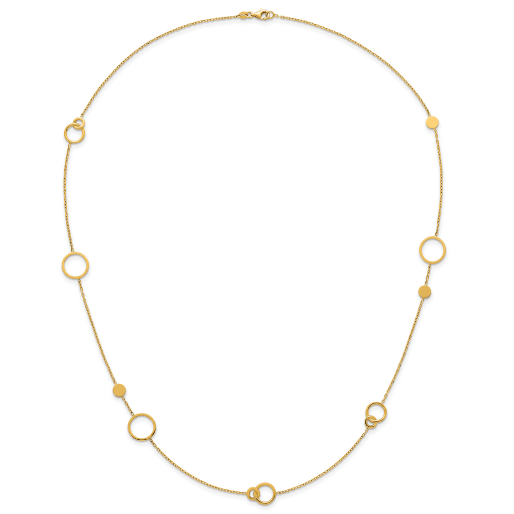 14k Polished Circle and Chain Pattern 25.5 inch Necklace