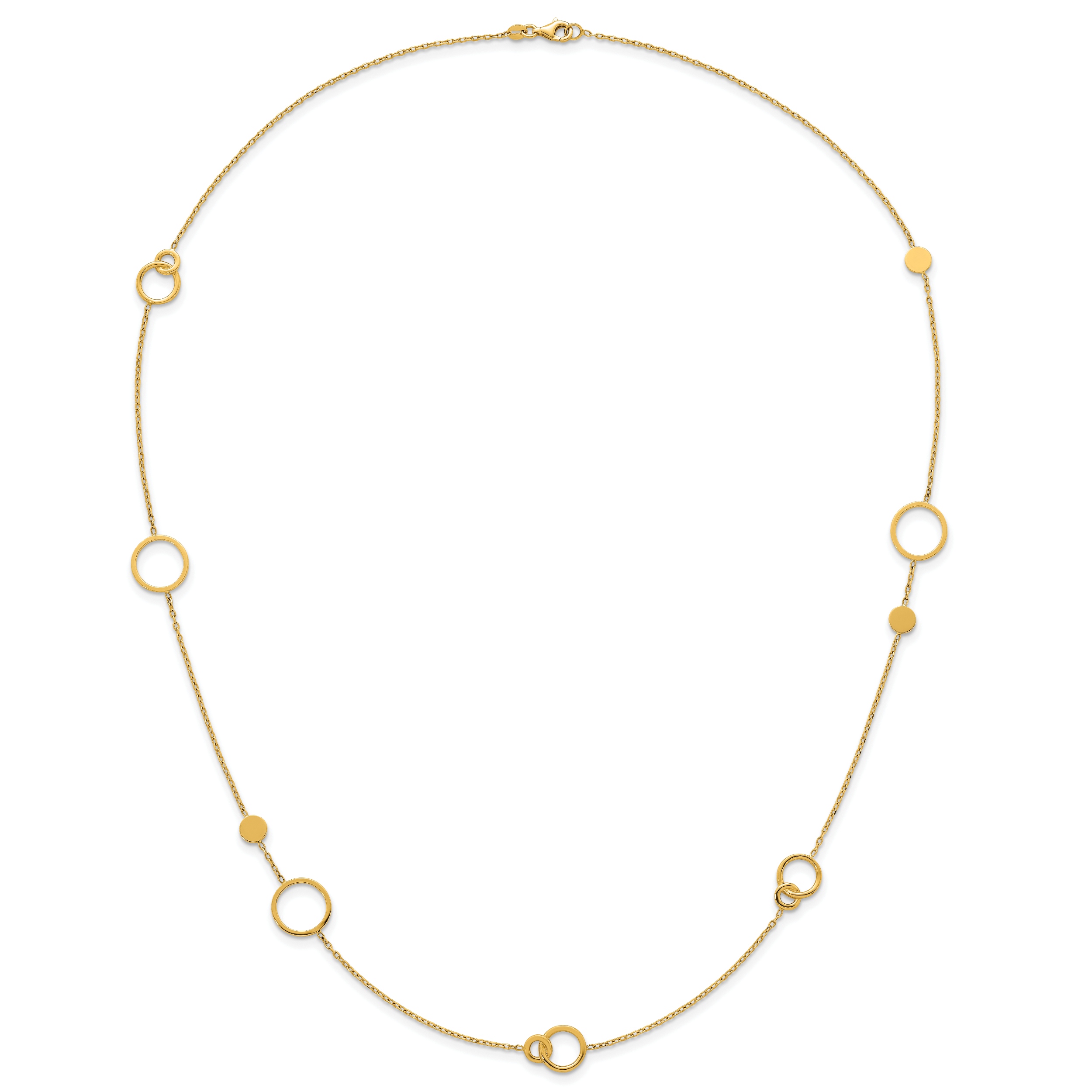14k Polished Circle and Chain Pattern 25.5 inch Necklace