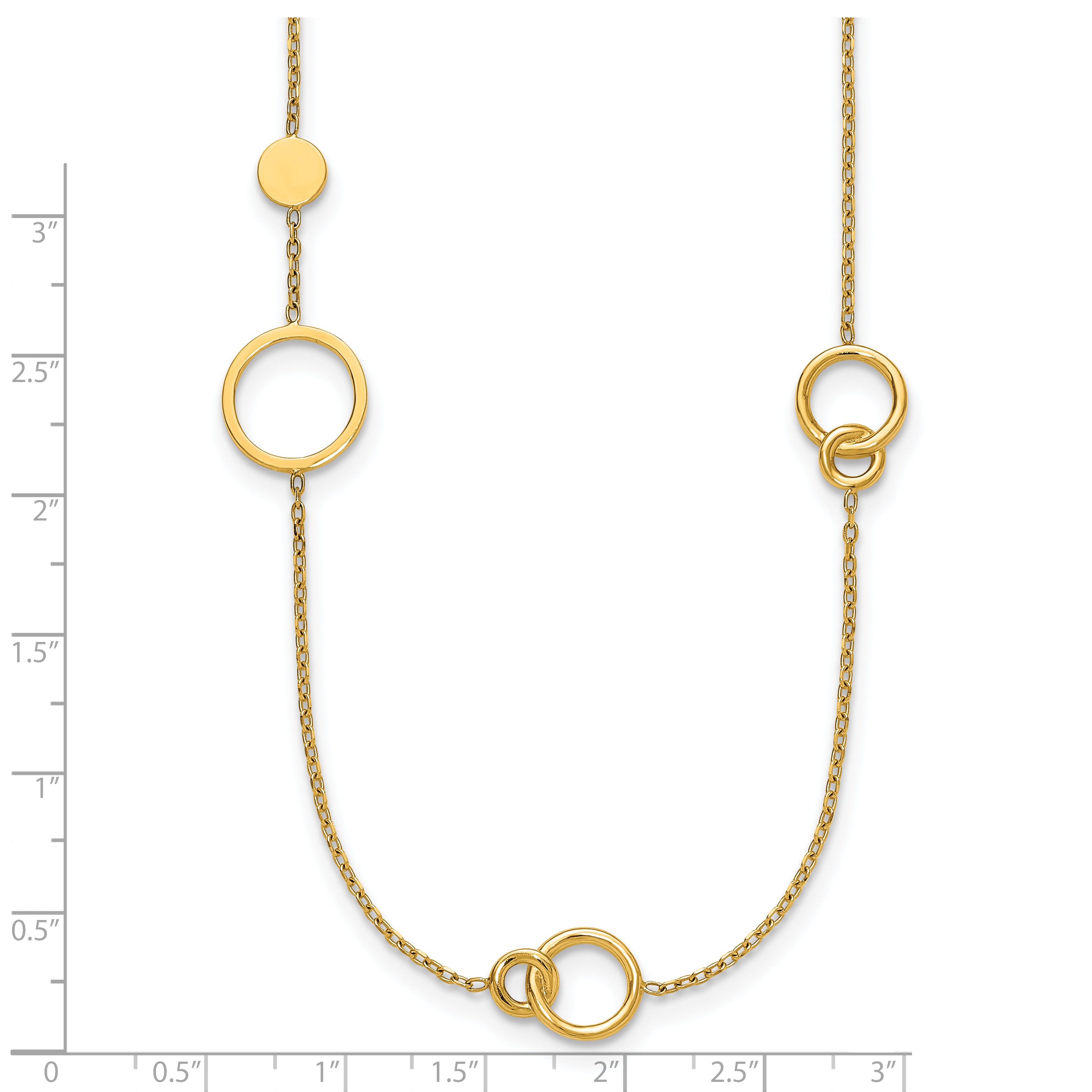 14k Polished Circle and Chain Pattern 25.5 inch Necklace