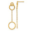 14k Polished 2 Circles and Chain Dangle Post Earrings